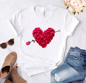 Heart flower print T-shirt