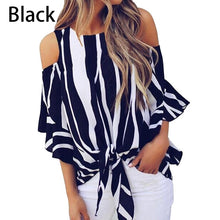 Load image into Gallery viewer, Off Shoulder Stripe Blouse Shirt
