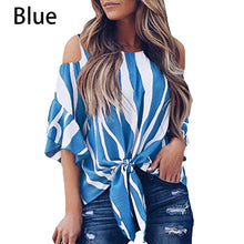 Load image into Gallery viewer, Off Shoulder Stripe Blouse Shirt
