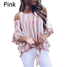 Load image into Gallery viewer, Off Shoulder Stripe Blouse Shirt
