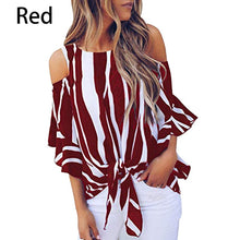 Load image into Gallery viewer, Off Shoulder Stripe Blouse Shirt
