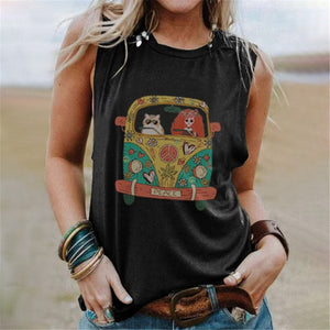 Sleeveless Vintage Casual T Shirts