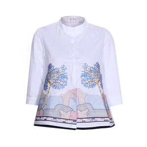 Abstract Embroidery  Casual Blouses