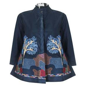 Abstract Embroidery  Casual Blouses