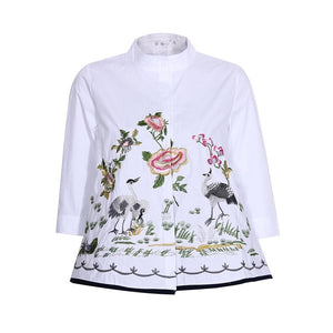 Abstract Embroidery  Casual Blouses