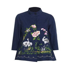 Abstract Embroidery  Casual Blouses