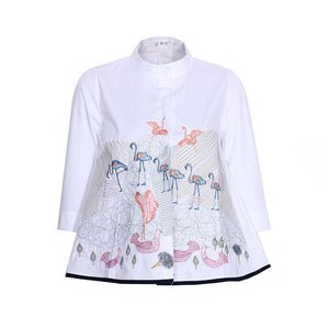 Abstract Embroidery  Casual Blouses